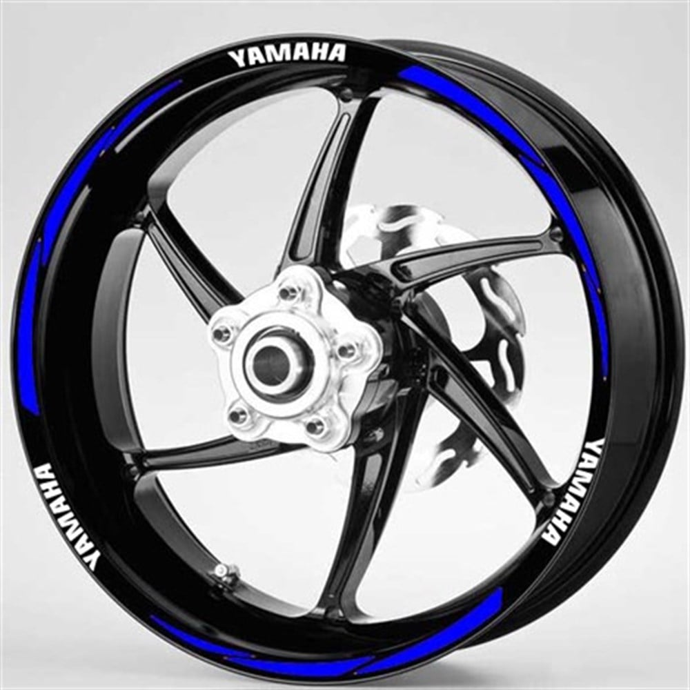  Mavi Beyaz Yamaha Yazılı 3 Parçalı Reflektif Jant Şeridi Yamaha