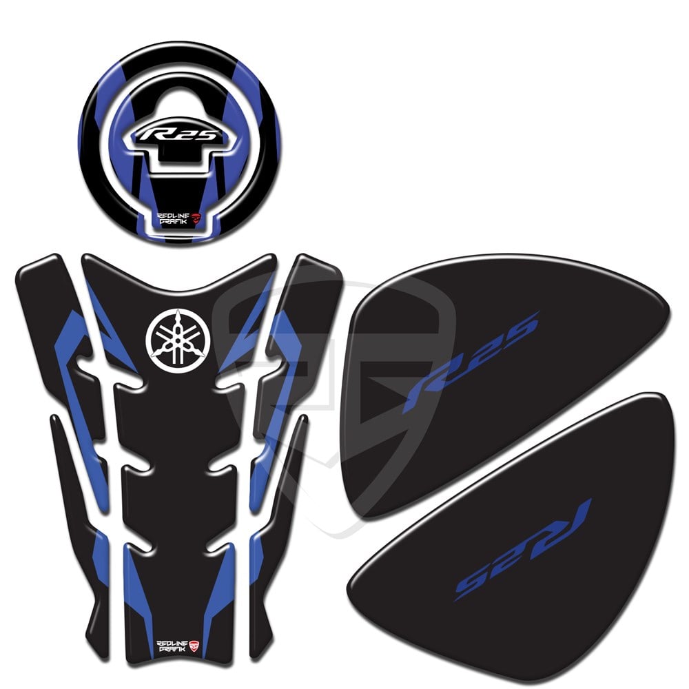  REDLİNE GRAFİK YAMAHA R25 SET TANK PAD MAVİ SİYAH