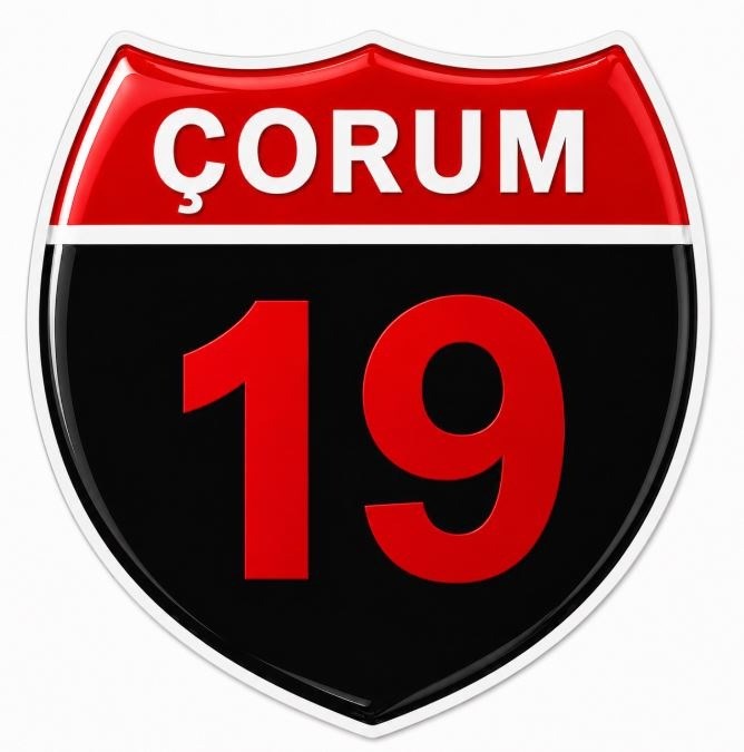 Redlinegrafik Çorum 19Plaka Kodlu 3D Kabartmalı Araç 1 Adet Sticker Etiket siyah kırmızı Renk