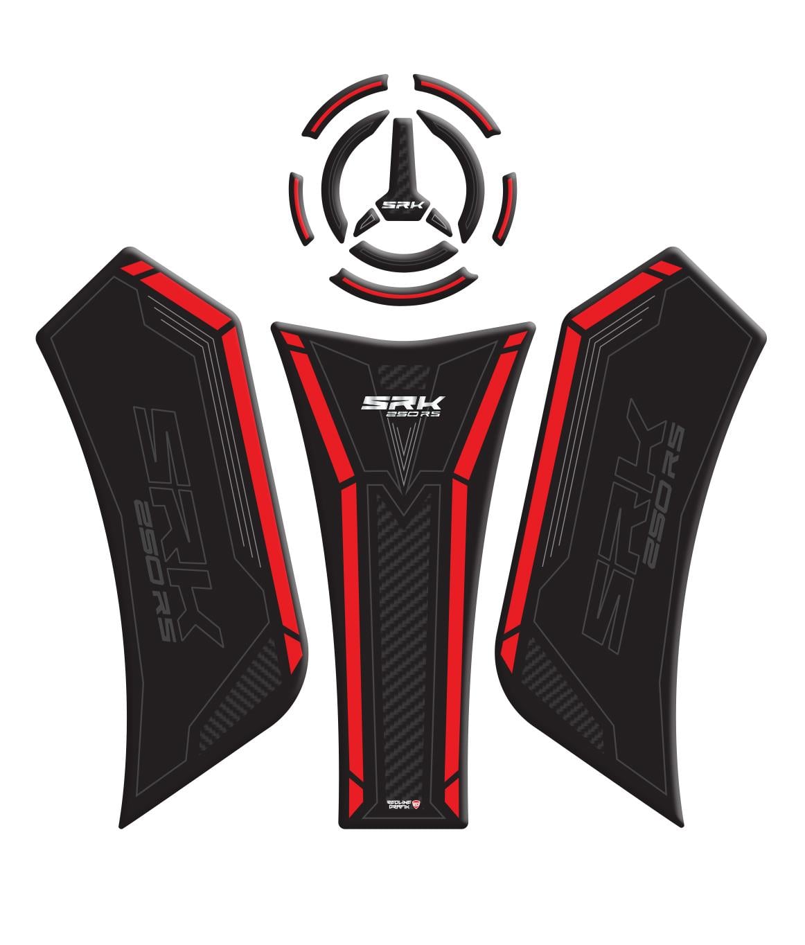 RKS SRK 250 RS Siyah Kırmızı Tank Pad Redline Grafik