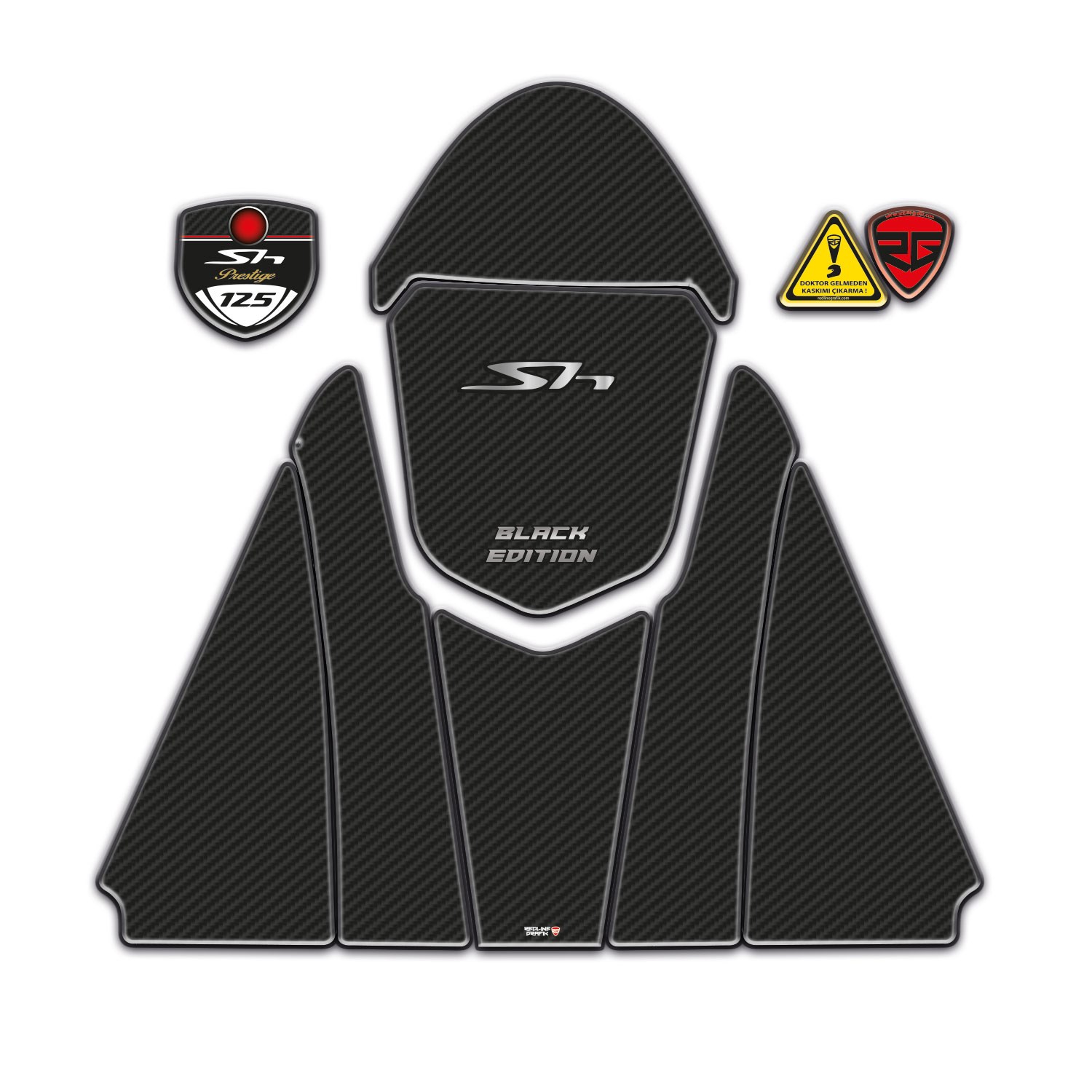 Redlinegrafik Sh125 SH 125 2024-2025 Uyumlu Karbon Tasarım Tank Pad Set
