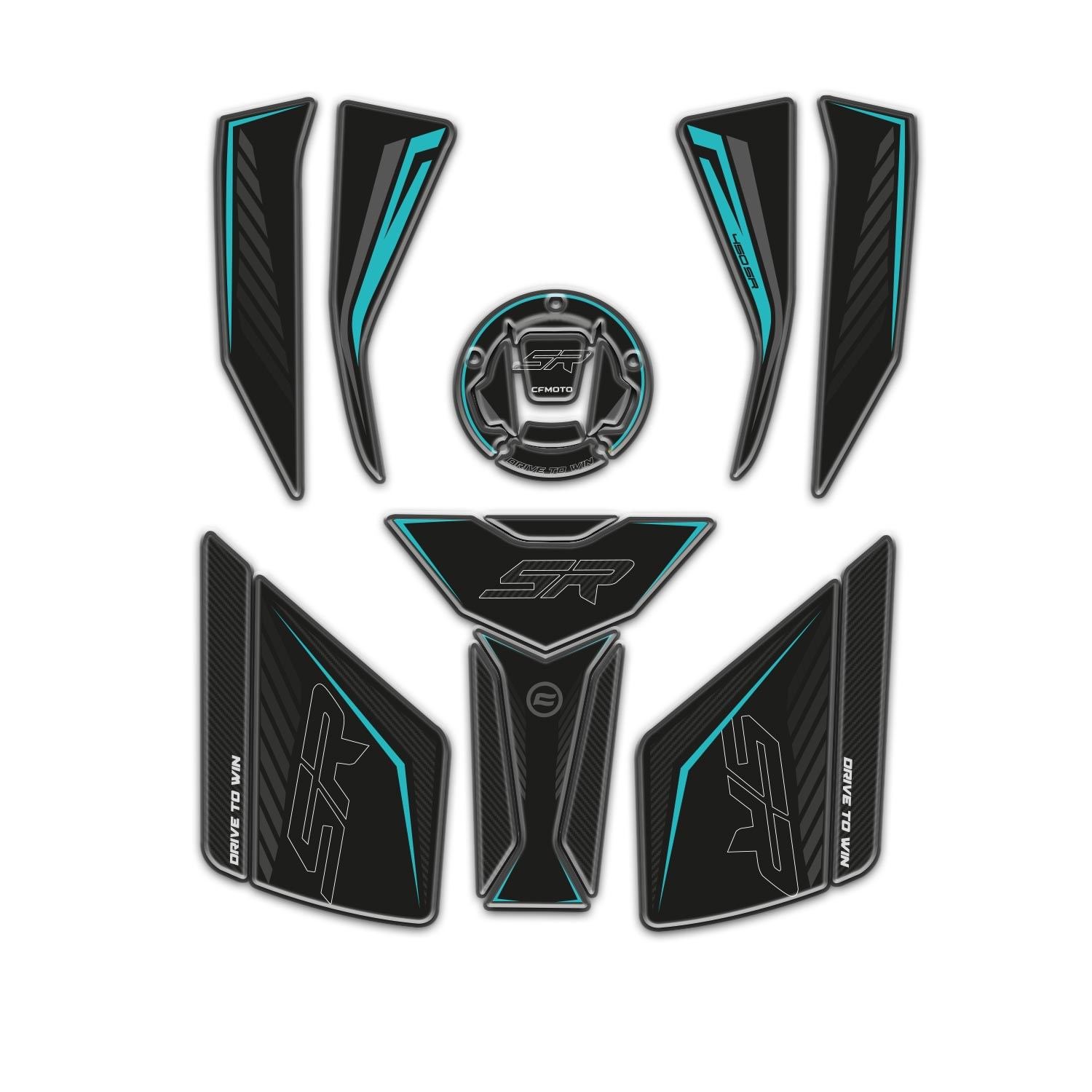 Cf moto 450 SR Full Sticker Pad Set Siyah Mavi Tank Yan Kuyruk Depo Set