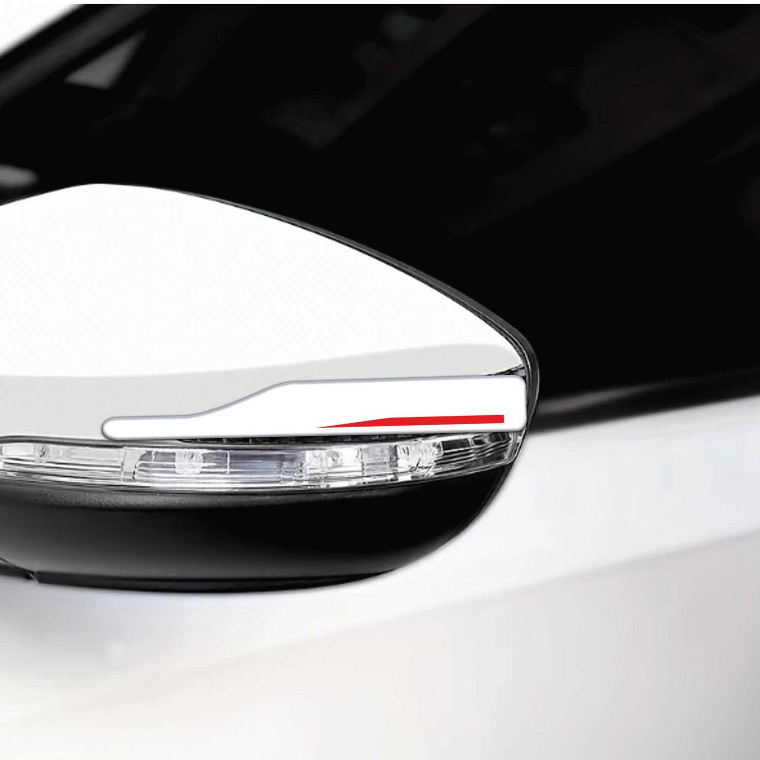 Beyaz Kırmızı Dikiz Aynası Etiketi Dekoratif Çizik Önleyici 3D Kabartmalı Sticker 2 Adet Redlinegrafik