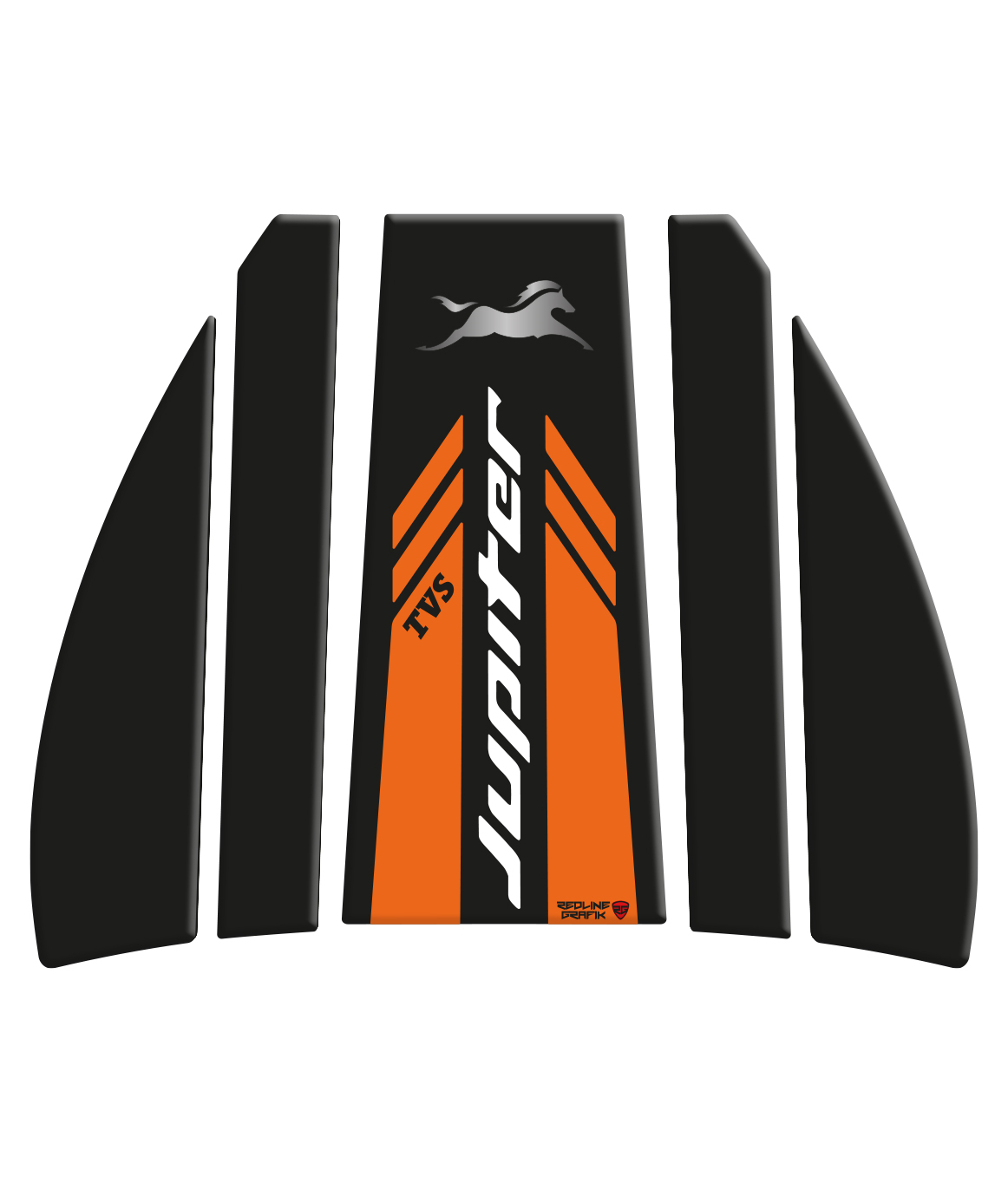 TVS Jüpiter Uyumlu Siyah Turuncu Design Tank Pad