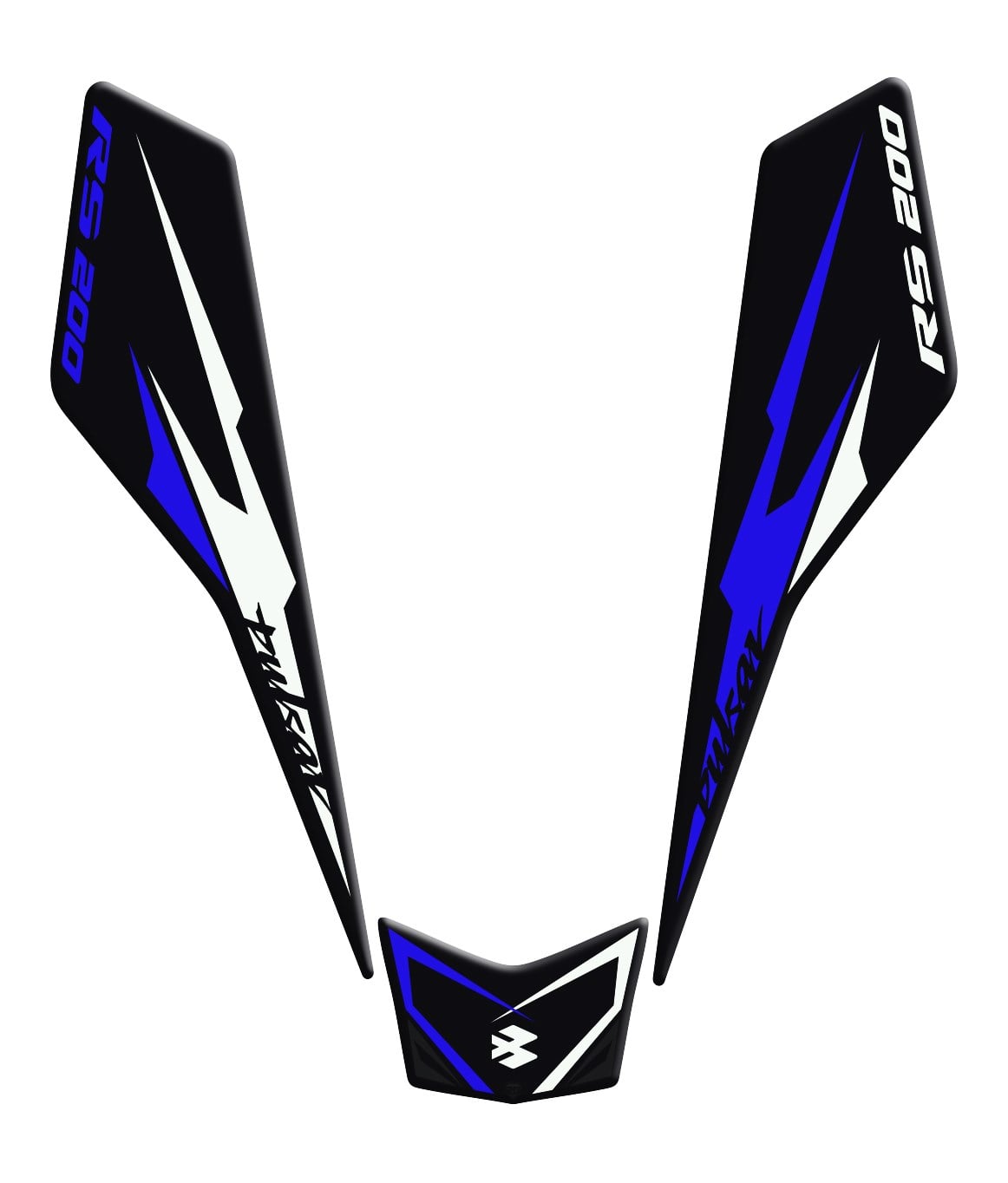 Bajaj Pulsar RS 200 New Design Siyah Lacivert Beyaz Kuyruk Pad Redline Grafik