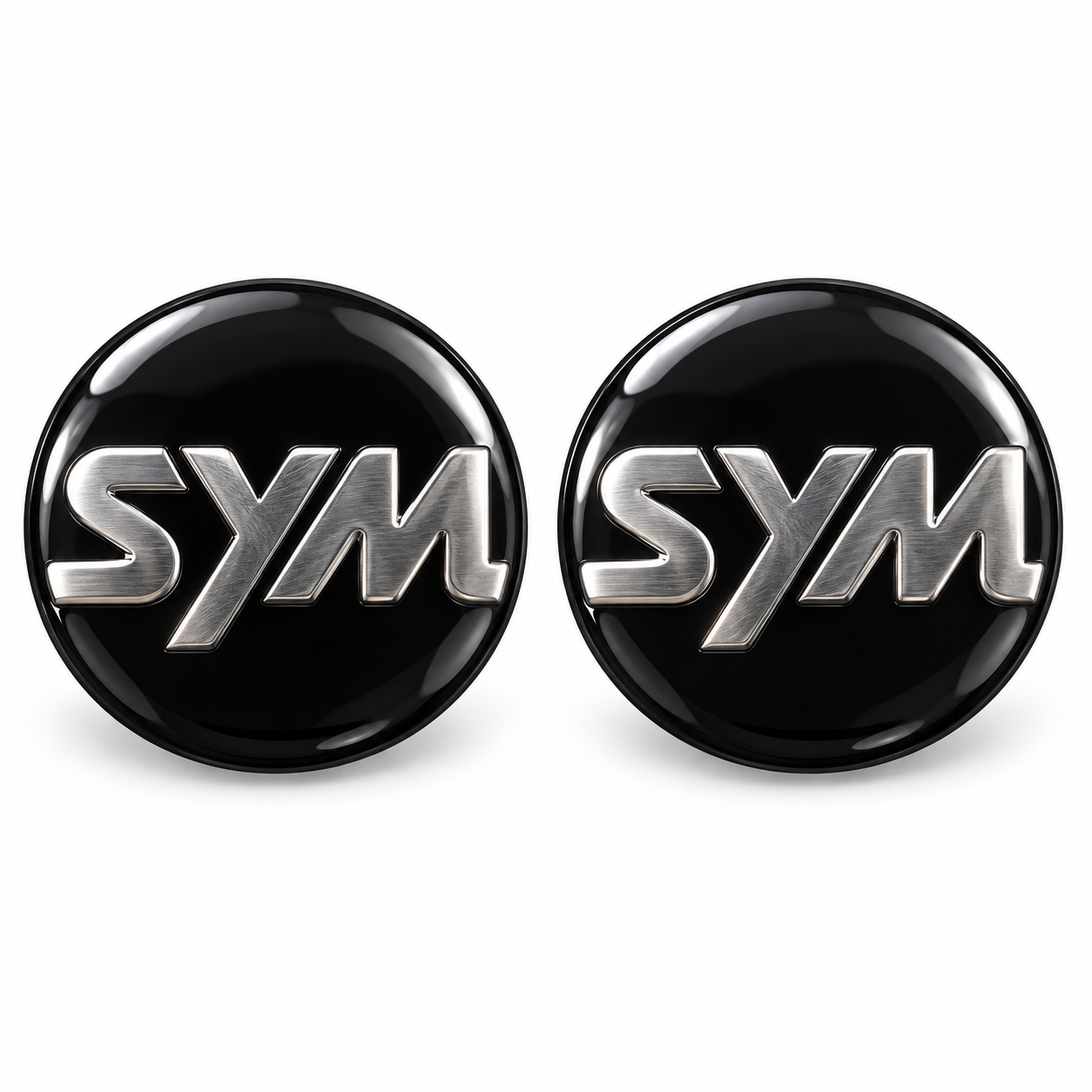 SYM Gümüş Siyah 2 Adet Damla Kabartmalı 3D Etiket Sticker Redlinegrafik