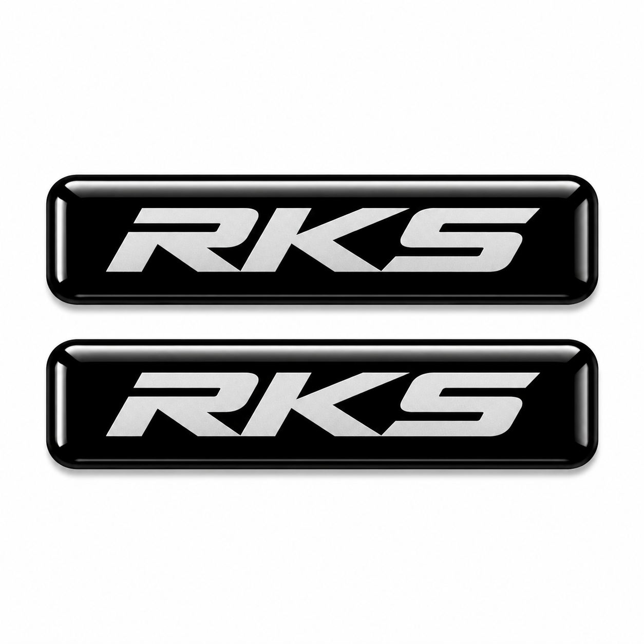 Redlinegrafik RKS Yazılı Siyah Beyaz Damla Kabartmalı 3D 2 Adet Etiket Sticker 