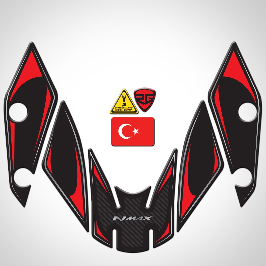Redline Grafik Nmax 2021-2024 Uyumlu Siyah Kırmızı Çamurluk Pad