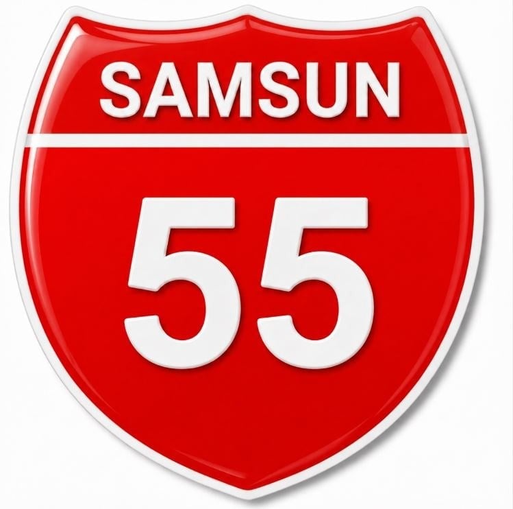 Redlinegrafik Samsun 55plaka Kodlu 3D Kabartmalı Araç 1 Adet Sticker Etiket kırmızı beyaz Renk