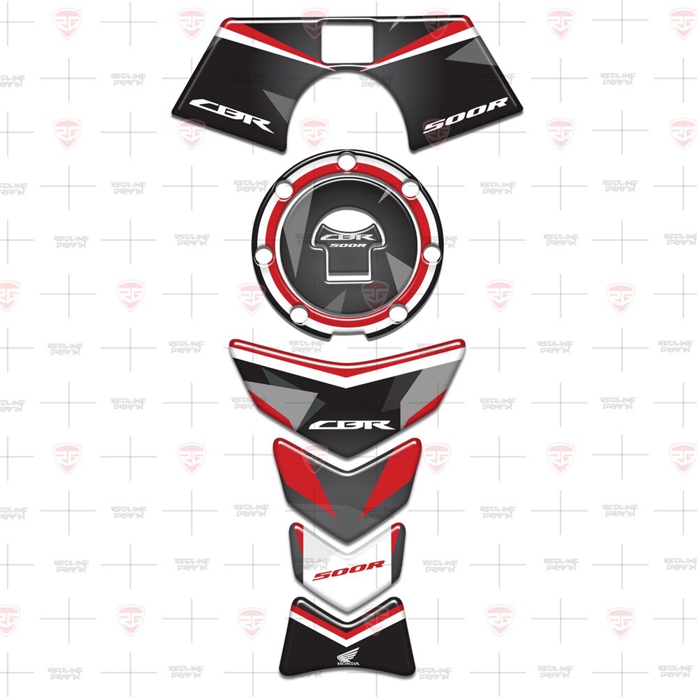 2013-2016 CBR 500R Kırmızı Siyah  Special Tank Pad Depo Kapak Gidon Pad Set 3'lü Set