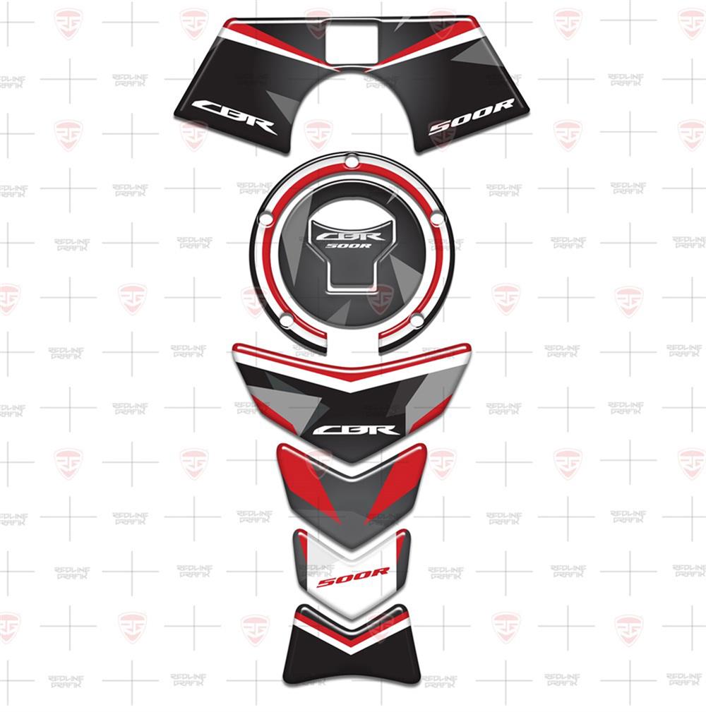 2017-2020 Honda CBR 500R Special Kırmızı Siyah Tank PadDepo Kapak Gidon Pad Set 3'lü Set