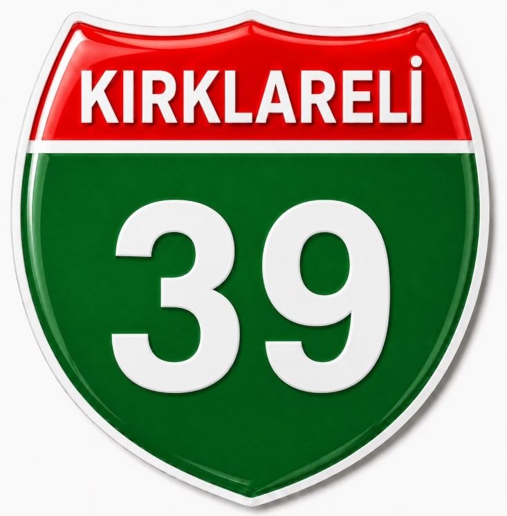 Redlinegrafik Kırklareli 39Plaka Kodlu 3D Kabartmalı Araç 1 Adet Sticker Etiket yeşil beyaz Renk