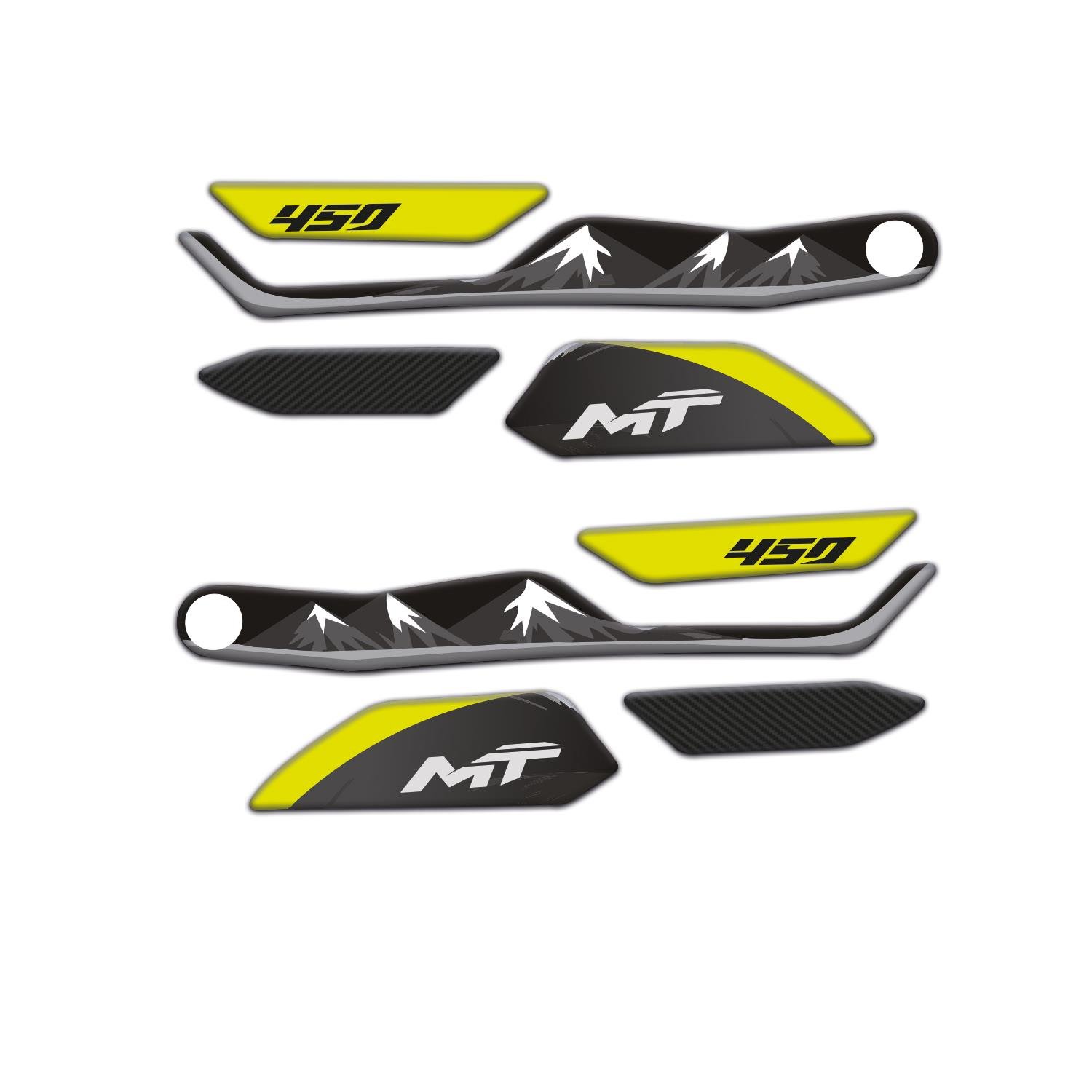 Cf Moto 450 Mt Uyumlu Elcik koruyucu Pad Set Siyah Sarı Redline Grafik