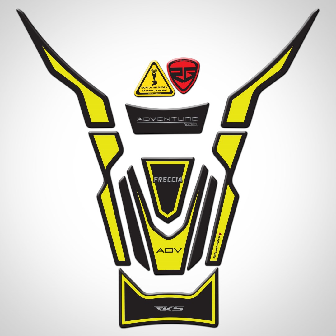 RKS Freccia Uyumlu Siyah Sarı Tank Pad Redline Grafik