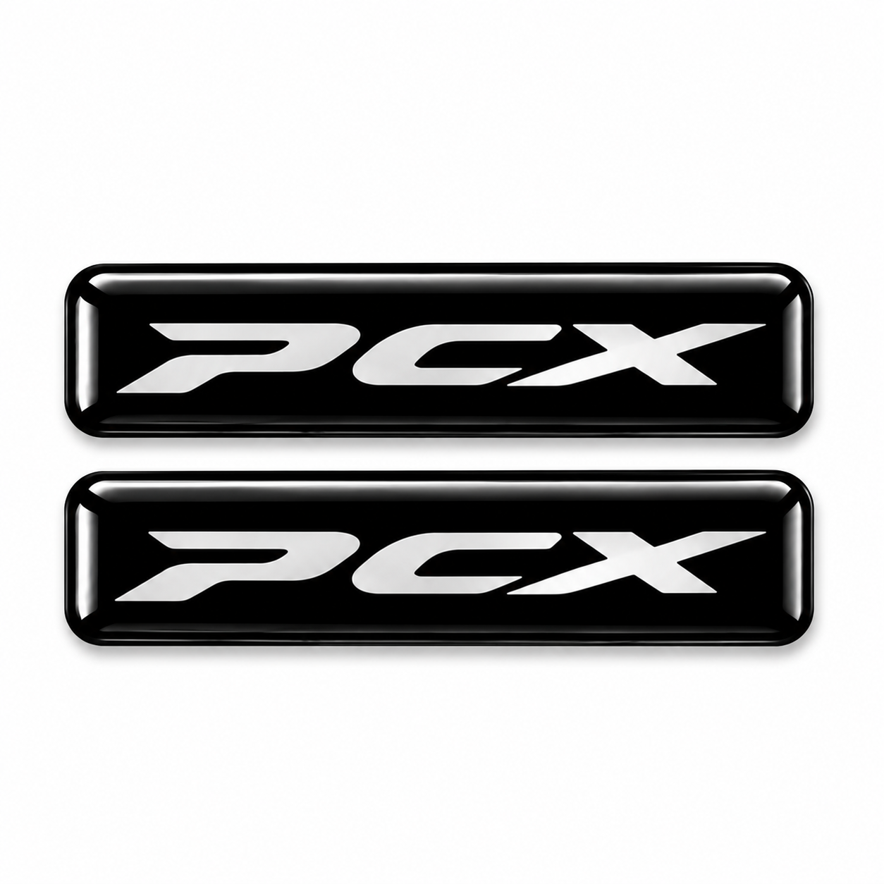 Redlinegrafik PCX Yazılı Siyah Beyaz Damla Kabartmalı 3D 2 Adet Etiket Sticker 