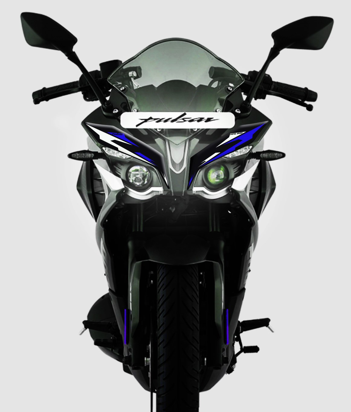 Bajaj Pulsar RS 200 New Design Siyah Lacivert Beyaz Far Kaş Pad Redline Grafik