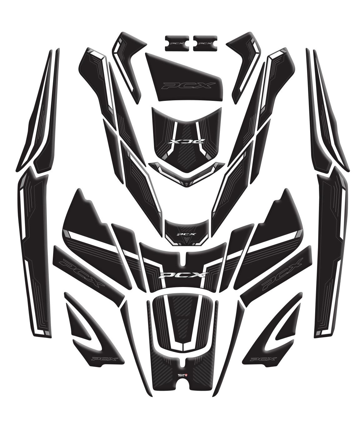 Honda PCX 2025 Karbon Beyaz Full Set Redline Grafik