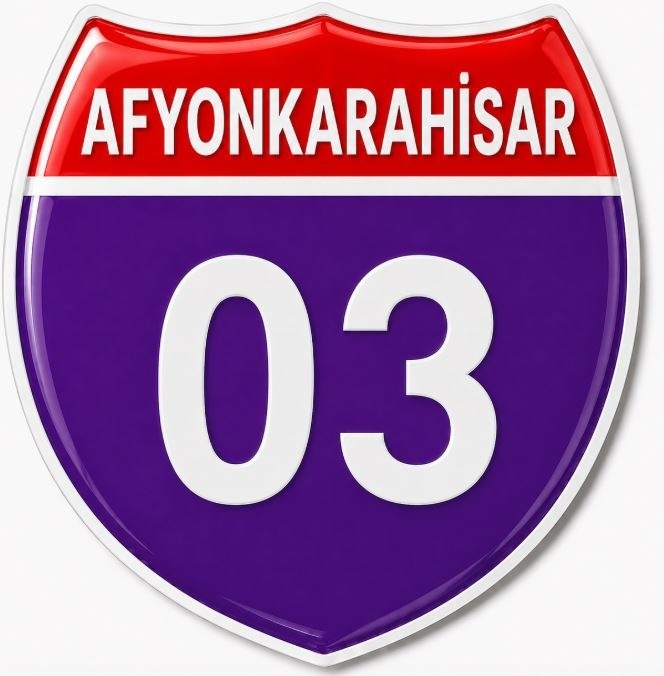 Redlinegrafik Afyonkarahisar 03 Plaka Kodlu 3D Kabartmalı Araç 1 Adet Sticker Etiket mor beyaz Renk