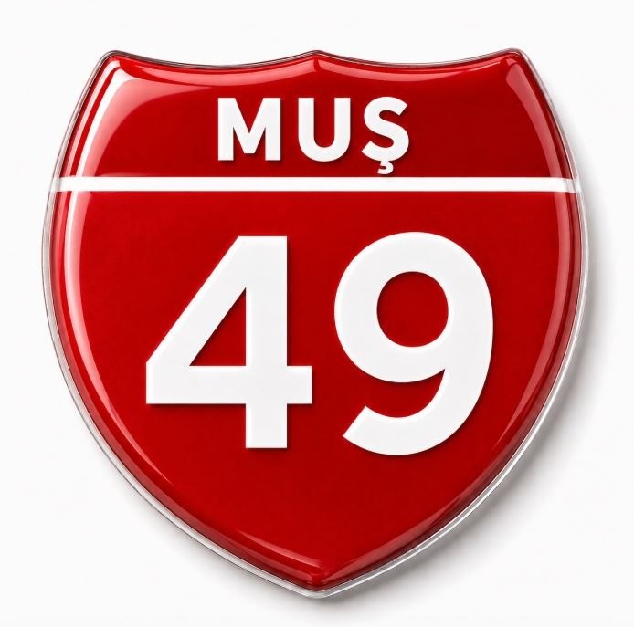 Redlinegrafik 49 Muş Plaka Kodlu 3D Kabartmalı Araç 1 Adet Sticker Etiket Kırmızı  Beyaz
