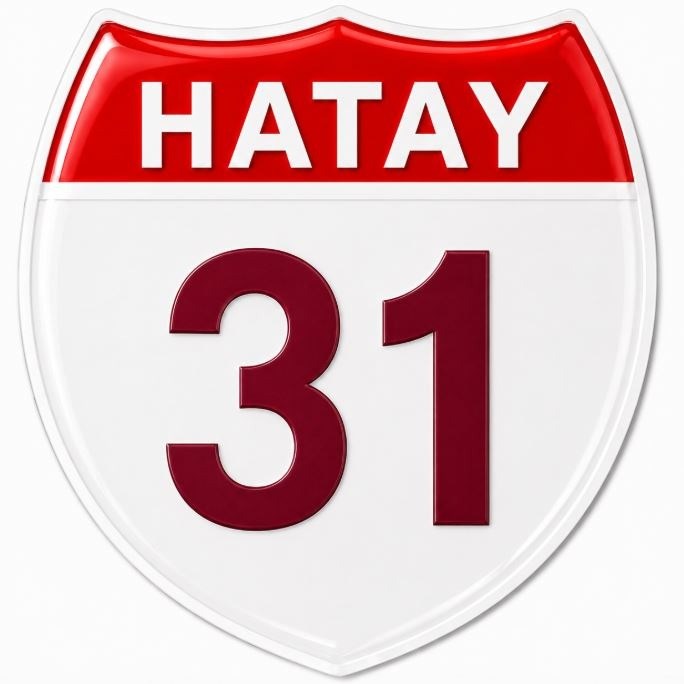Redlinegrafik Hatay 31Plaka Kodlu 3D Kabartmalı Araç 1 Adet Sticker Etiket bordo beyaz Renk