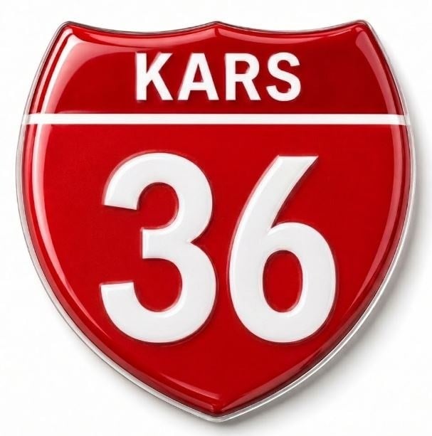 Redlinegrafik  36 Kars Plaka Kodlu 3D Kabartmalı Araç 1 Adet Sticker Etiket Kırmızı  Beyaz