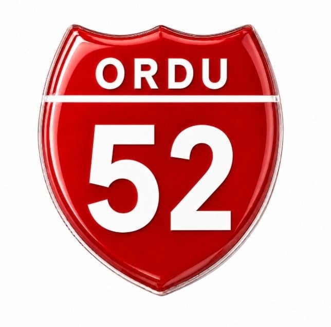 Redlinegrafik 52 Ordu Plaka Kodlu 3D Kabartmalı Araç 1 Adet Sticker Etiket Kırmızı  Beyaz