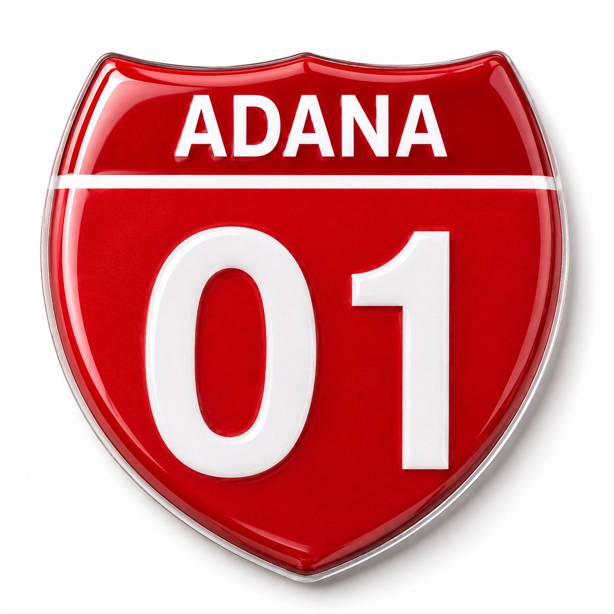 Redlinegrafik Adana 01 Plaka Kodlu 3D Kabartmalı Araç 1 Adet Sticker Etiket Kırmızı  Beyaz