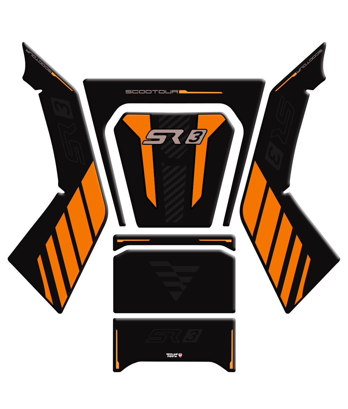 VOGE SR3 Uyumlu Siyah Turuncu Tank Pad Set