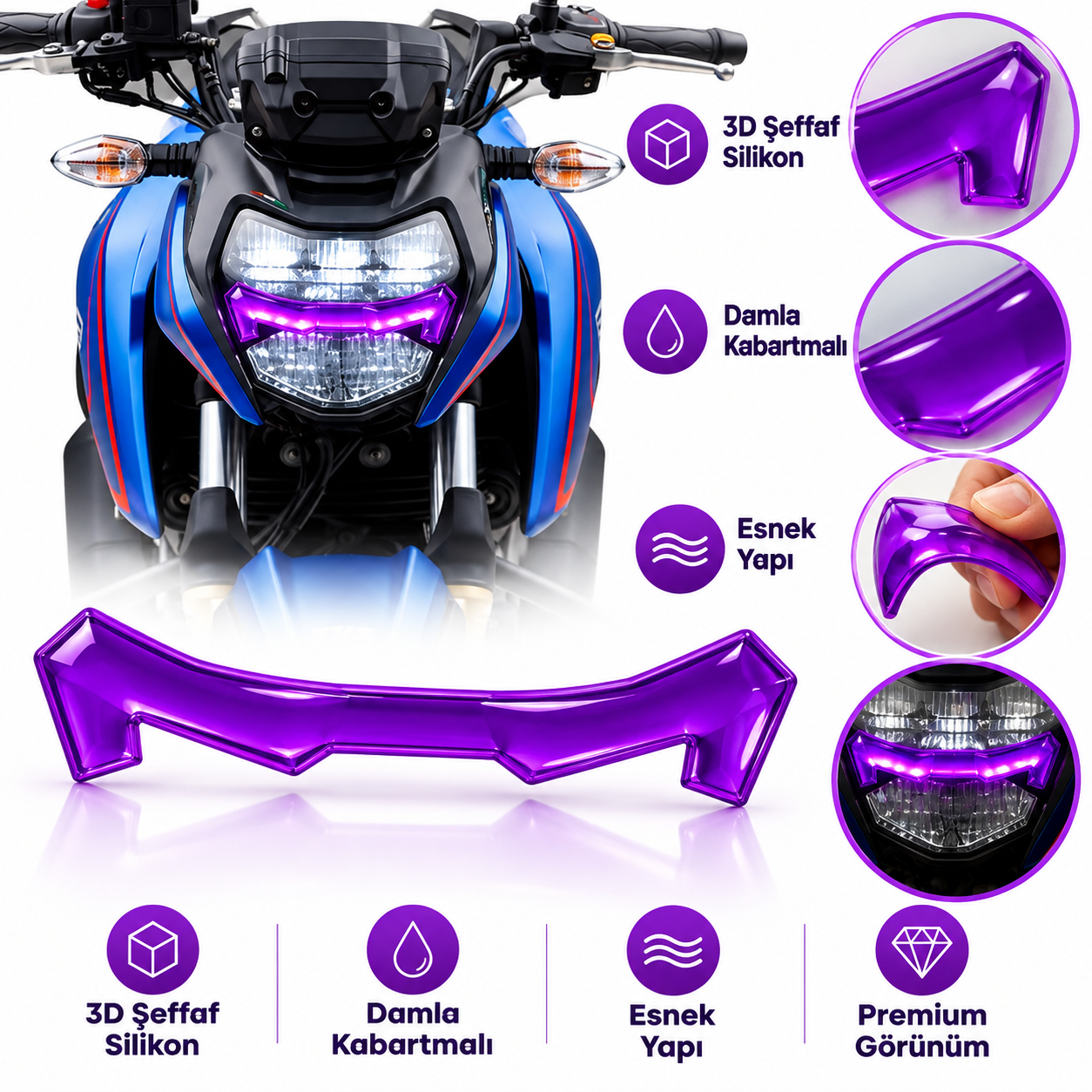 Redlinegrafik TVS Apache RTR 200 Uyumlu Far Filmi Far Kaşı 3d Kabartmalı Transparan Premium Sticker