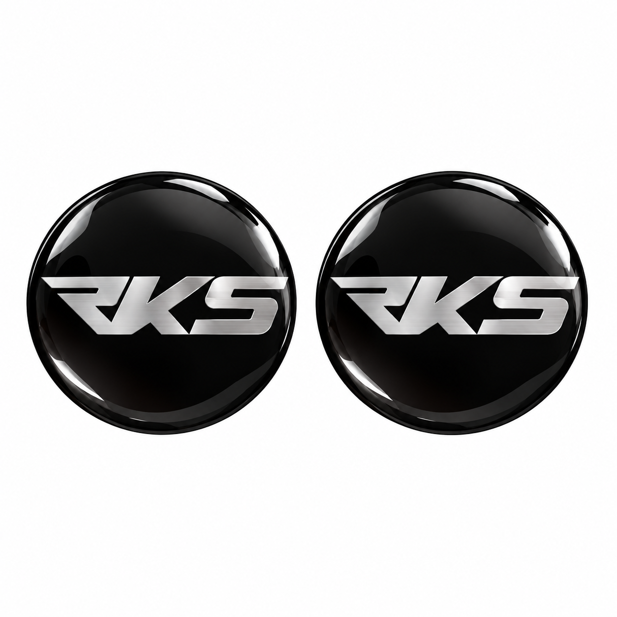 RKS Gümüş Siyah 2 Adet Damla Kabartmalı 3D Etiket Sticker Redlinegrafik