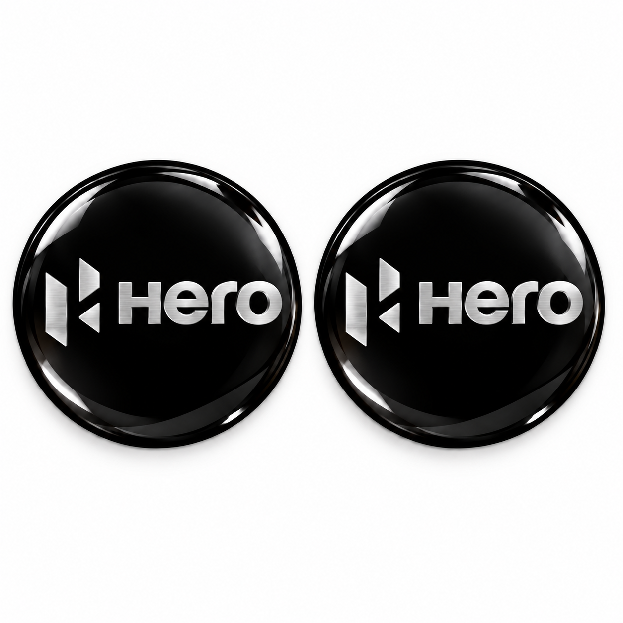Hero Gümüş Siyah 2 Adet Damla Kabartmalı 3D Etiket Sticker Redlinegrafik