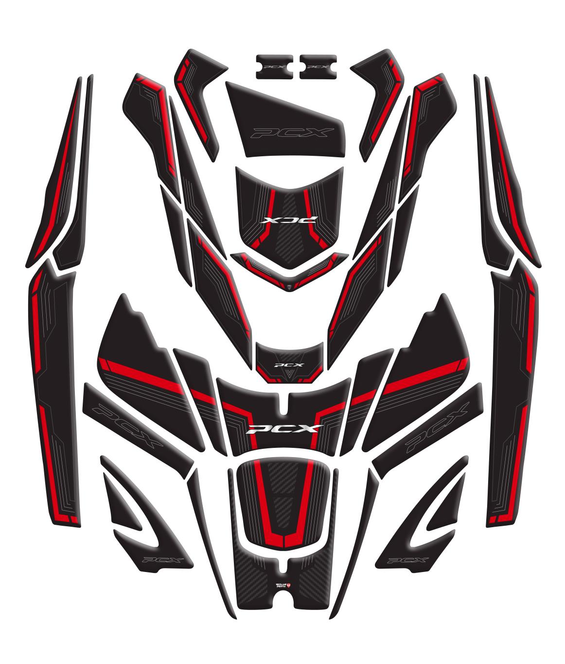 Honda PCX 2025 Karbon Kırmızı Full Set Redline Grafik