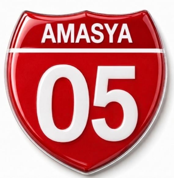 Redlinegrafik Amasya 05 Plaka Kodlu 3D Kabartmalı Araç 1 Adet Sticker Etiket Kırmızı  Beyaz