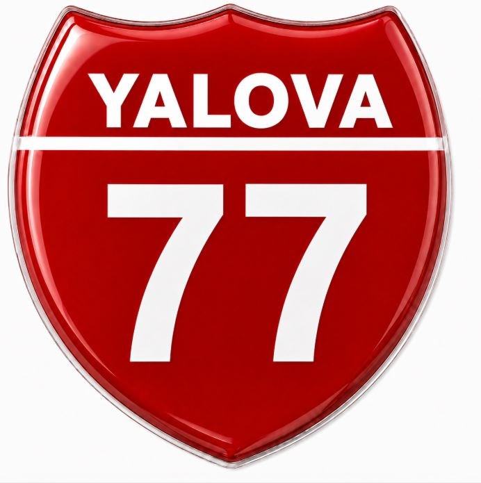Redlinegrafik 77 Yalova  Plaka Kodlu 3D Kabartmalı Araç 1 Adet Sticker Etiket Kırmızı  Beyaz