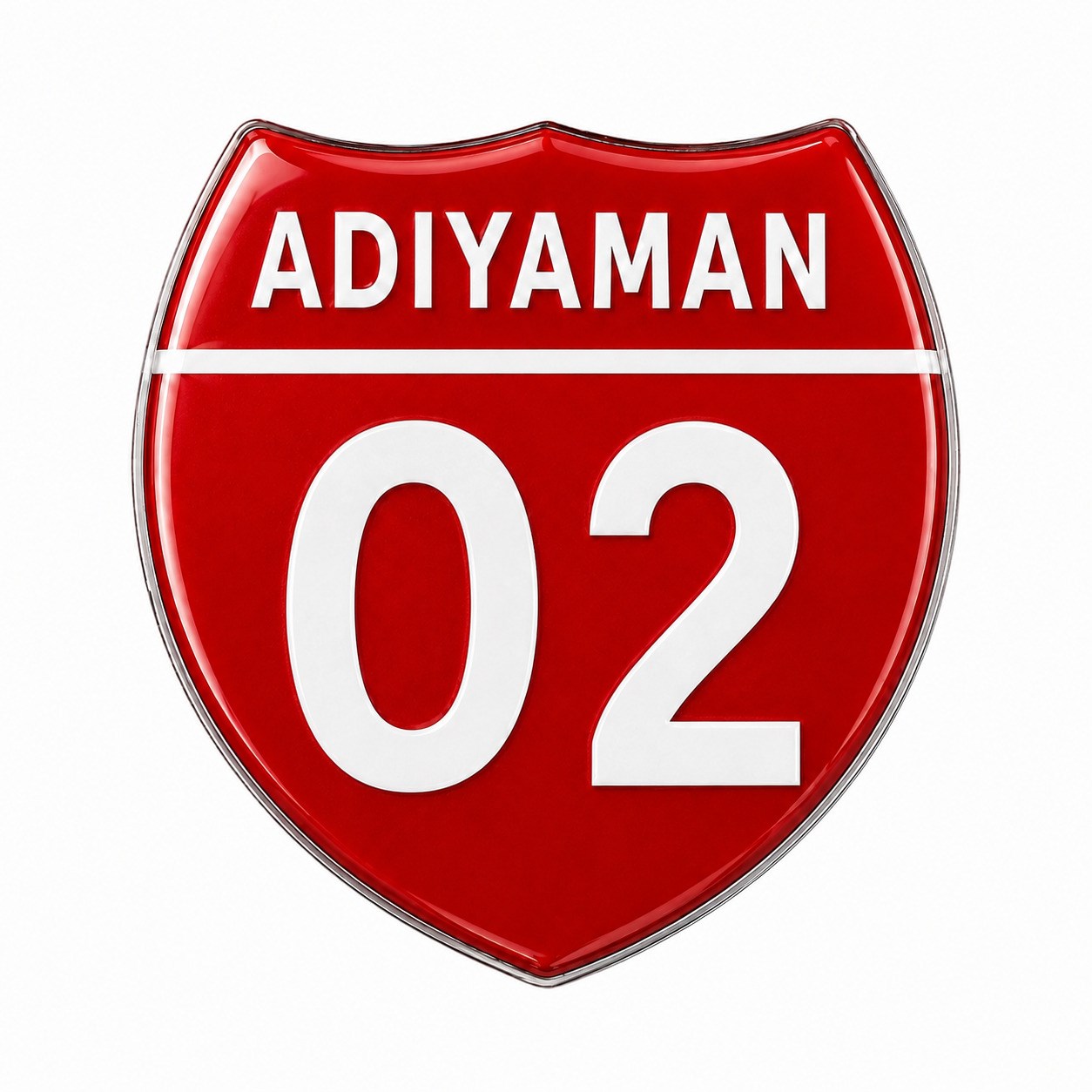 Redlinegrafik Adıyaman 02 Plaka Kodlu 3D Kabartmalı Araç 1 Adet Sticker Etiket Kırmızı  Beyaz