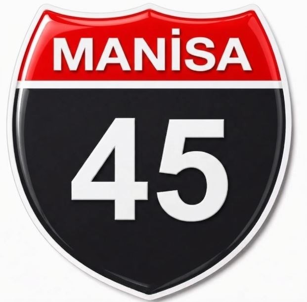 Redlinegrafik Manisa 45Plaka Kodlu 3D Kabartmalı Araç 1 Adet Sticker Etiket siyah beyaz Renk