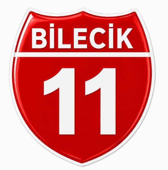 Redlinegrafik Bilecik 11Plaka Kodlu 3D Kabartmalı Araç 1 Adet Sticker Etiket kırmızı beyaz Renk
