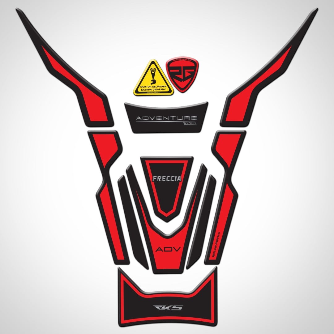 RKS Freccia Uyumlu Siyah Kırmızı Tank Pad Redline Grafik