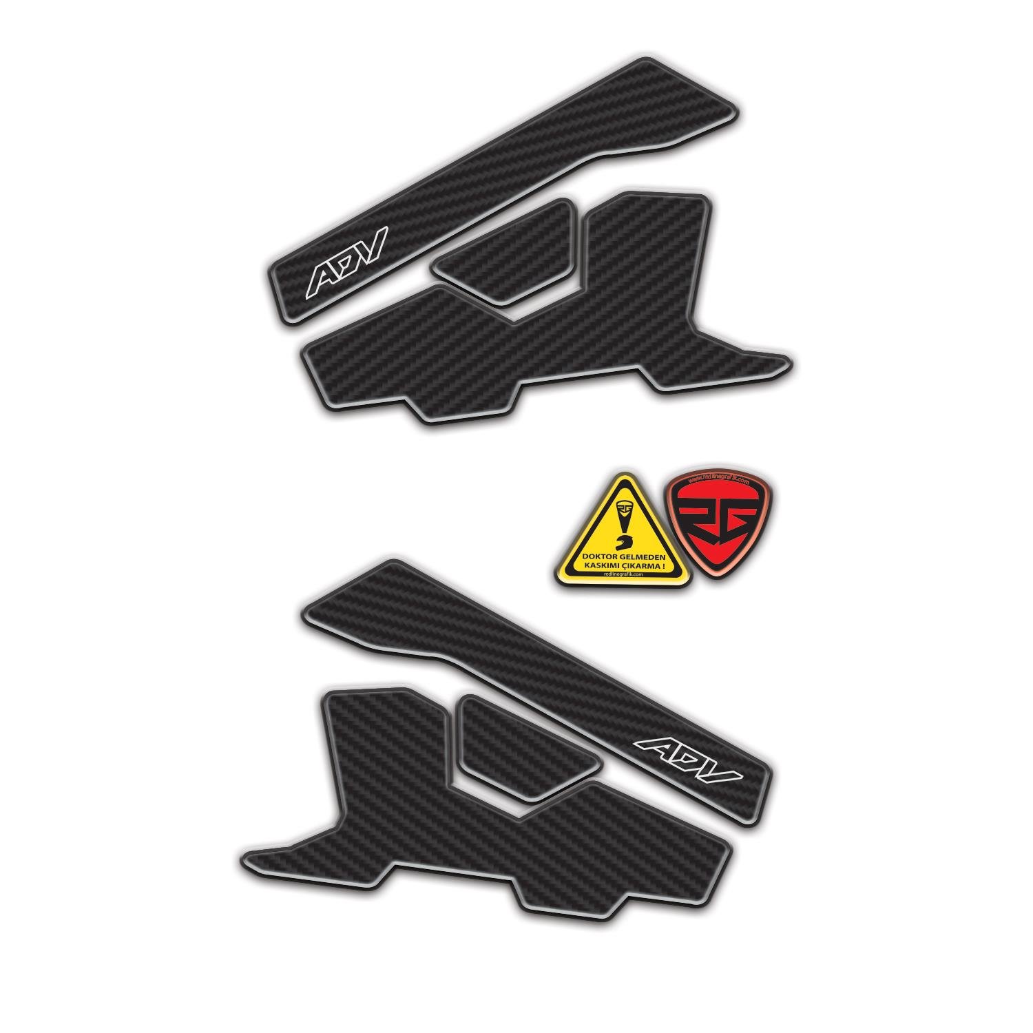 ADV350 ADV 350 Karbon Görünümlü Basamak Altı Koruyucu Pad  3D Kabartmalı Pad Sticker Etiket Redlinegrafik