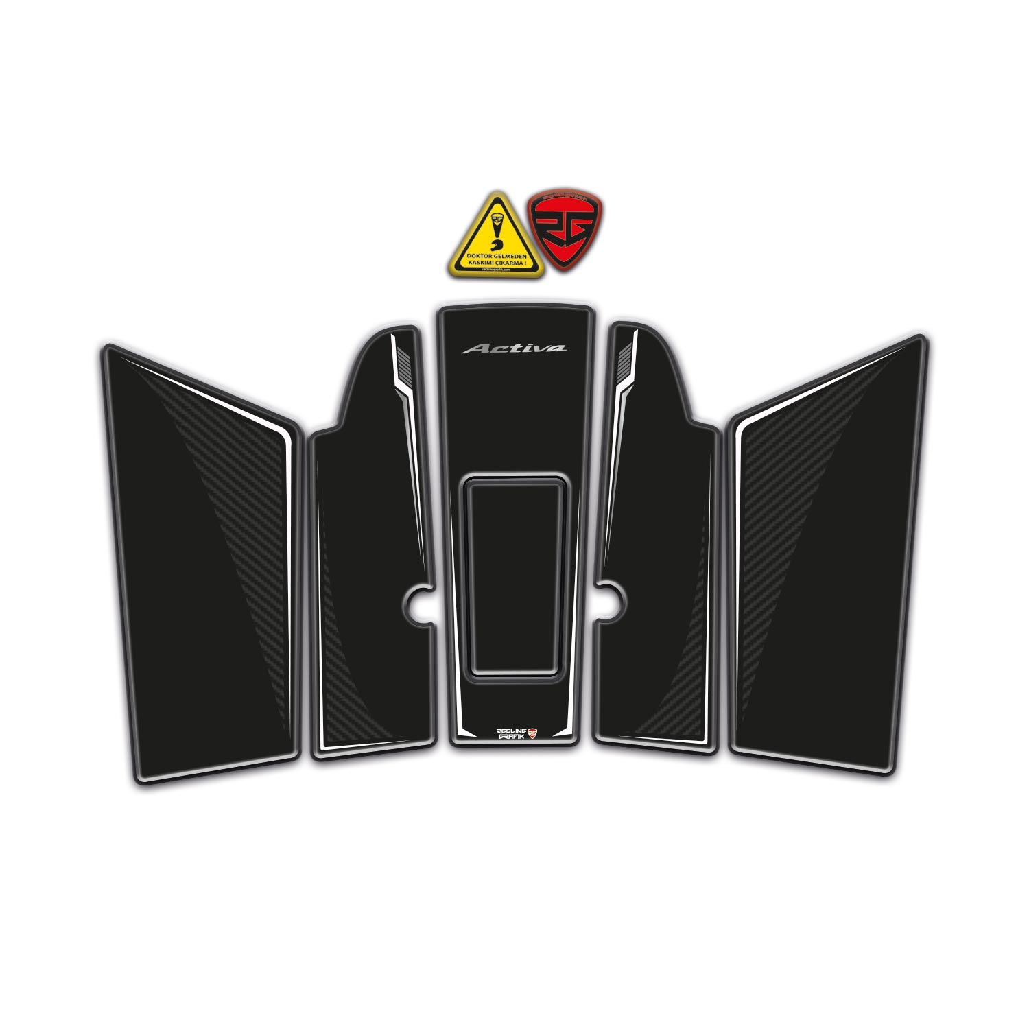 Redline Grafik Honda Activa 125 Siyah Beyaz Tasarımlı 2023 2024 Model Uyumlu Tank Pad Seti Tank Pad Sticker Seti