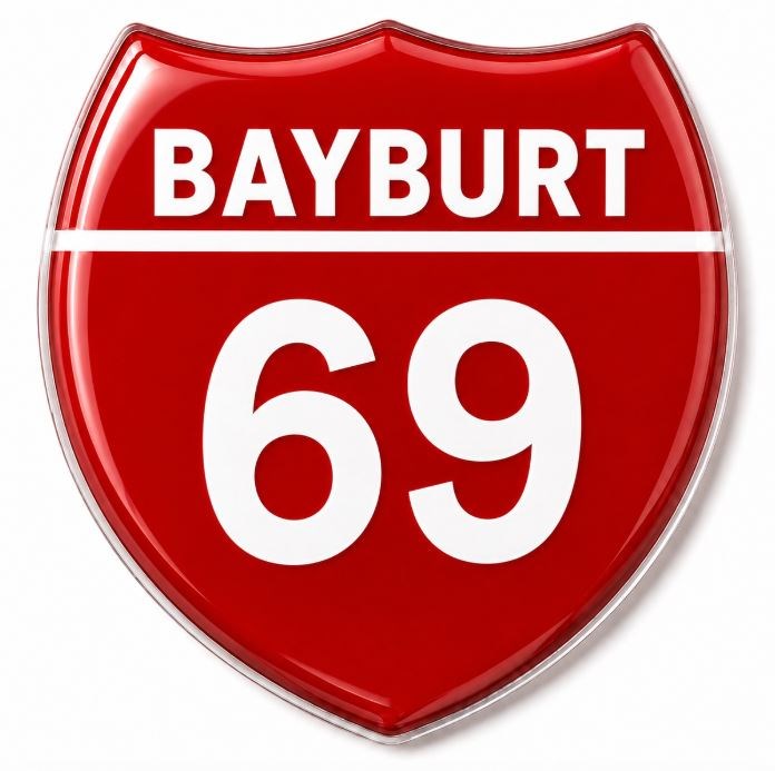 Redlinegrafik 69 Bayburt Plaka Kodlu 3D Kabartmalı Araç 1 Adet Sticker Etiket Kırmızı  Beyaz