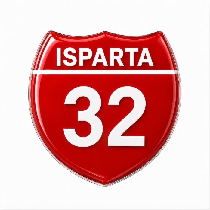 Redlinegrafik Isparta 32 Plaka Kodlu 3D Kabartmalı Araç 1 Adet Sticker Etiket Kırmızı  Beyaz