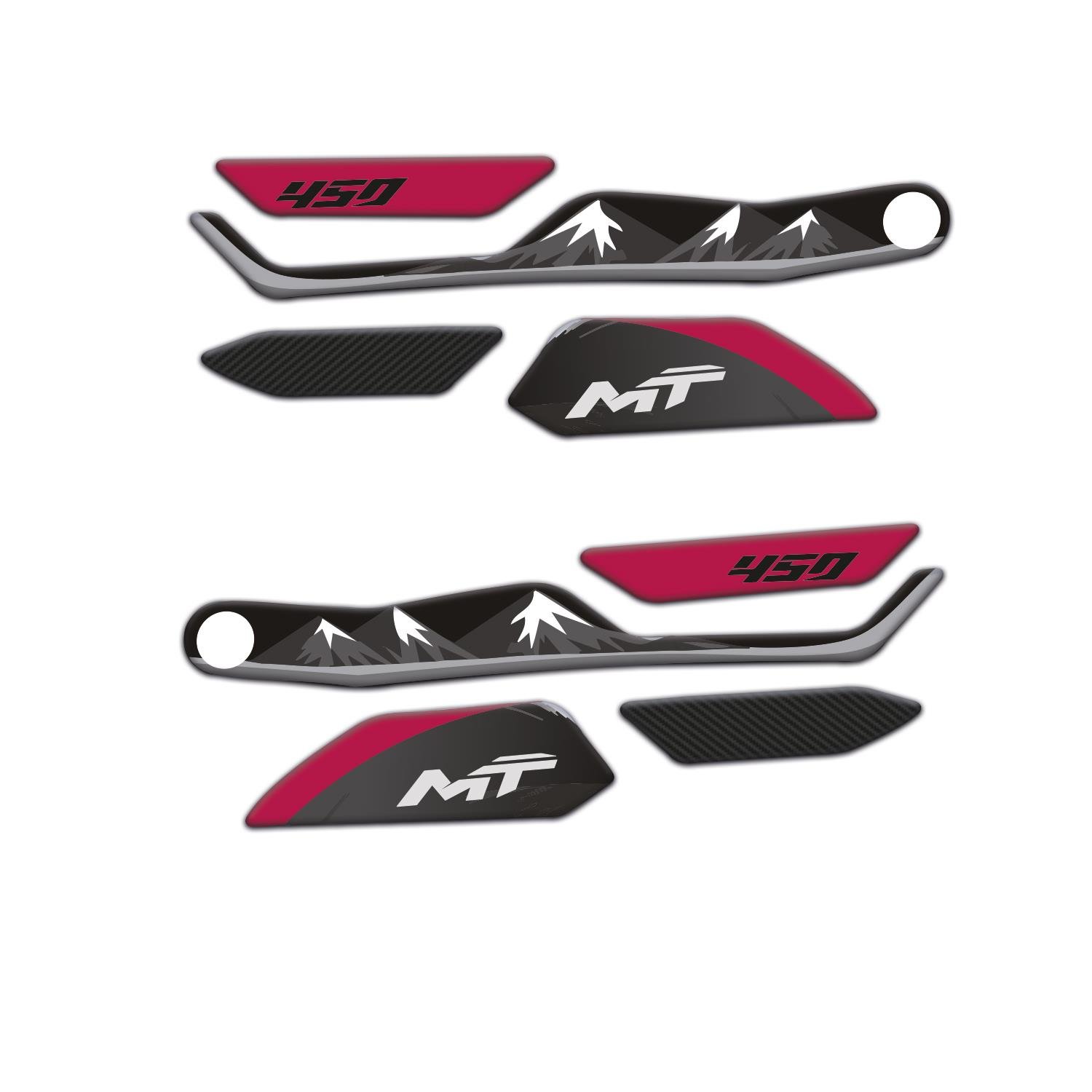 Cf Moto 450 Mt Uyumlu Elcik koruyucu Pad Set Siyah Pembe Magenta Redline Grafik