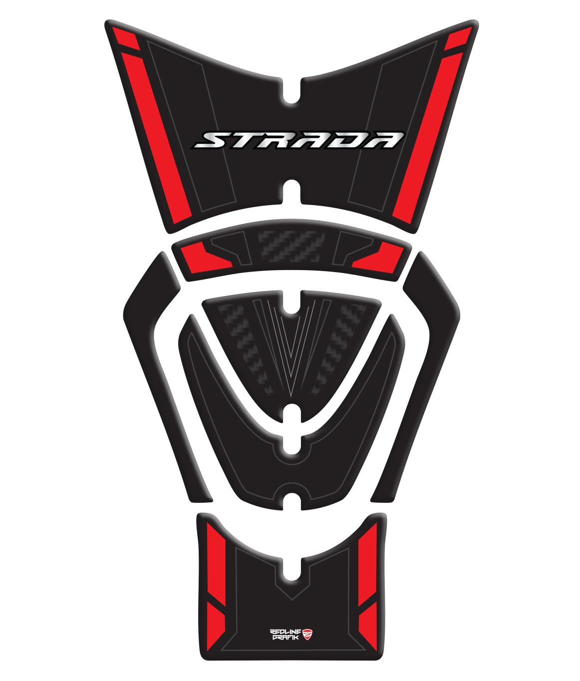 Mondial Strada Siyah Kırmızı Tank Pad Redline Grafik