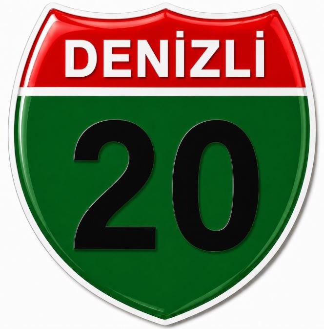 Redlinegrafik Denizli 20Plaka Kodlu 3D Kabartmalı Araç 1 Adet Sticker Etiket yeşil siyah Renk