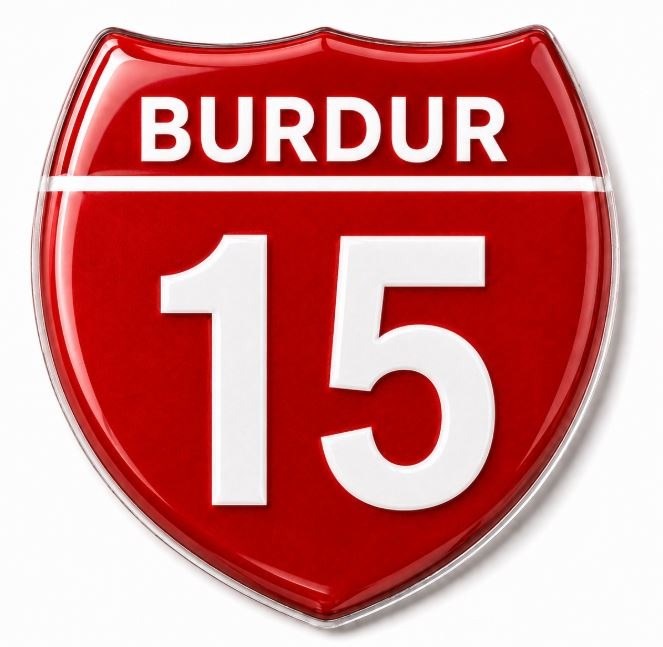 Redlinegrafik Burdur 15 Plaka Kodlu 3D Kabartmalı Araç 1 Adet Sticker Etiket Kırmızı  Beyaz