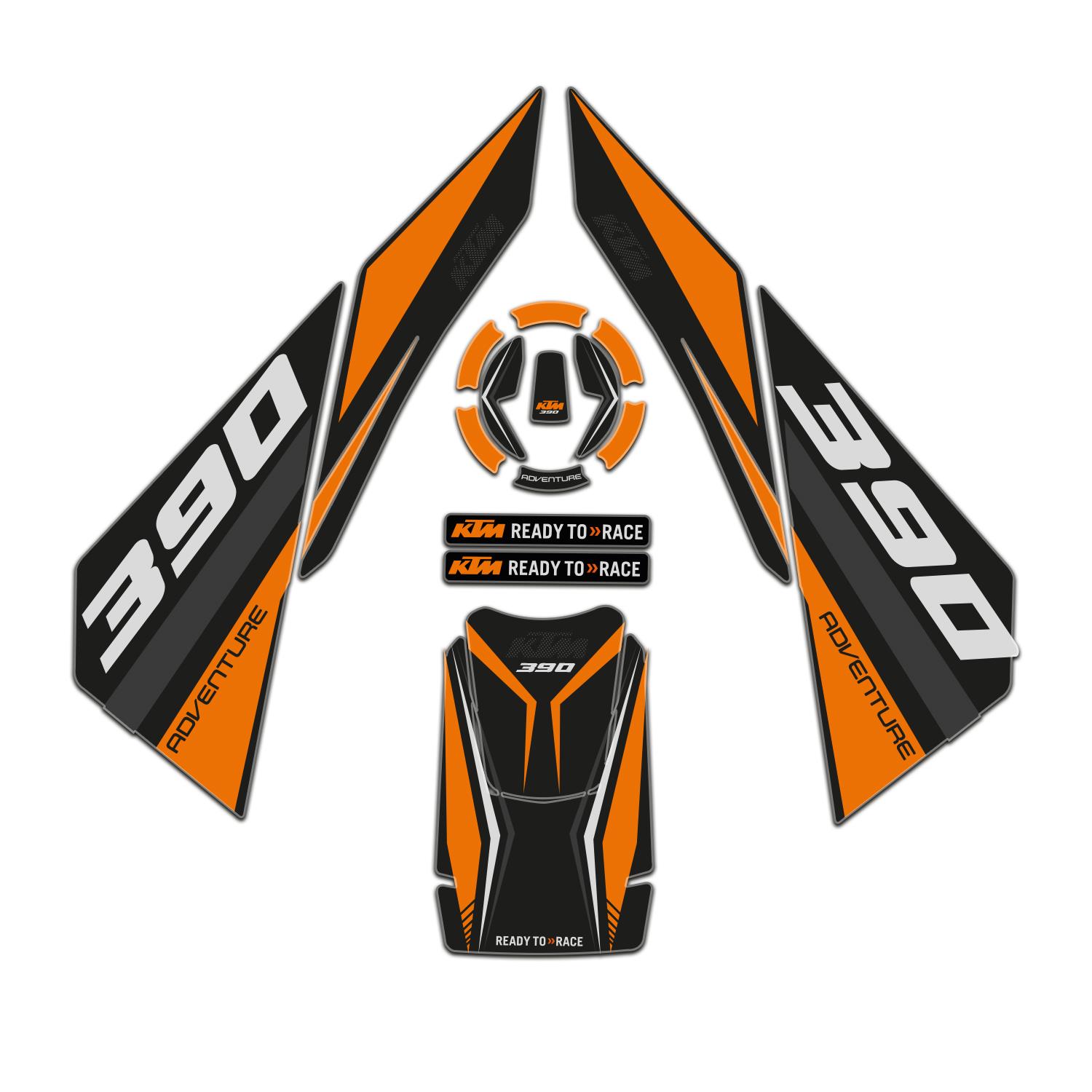 Ktm Adventure 390 2020-2024 Turuncu Siyah Tank Pad Set Redline Grafik