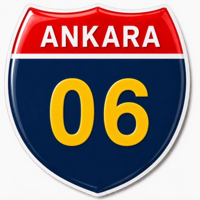 Redlinegrafik Ankara 06 Plaka Kodlu 3D Kabartmalı Araç 1 Adet Sticker Etiket sarı lacivert  Renk
