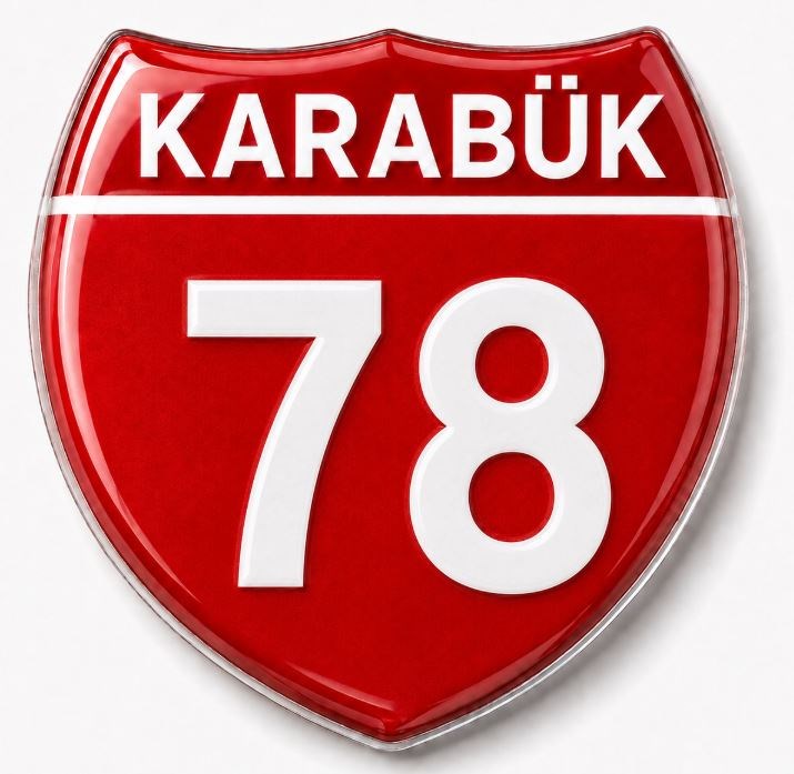 Redlinegrafik 78 Karabük Plaka Kodlu 3D Kabartmalı Araç 1 Adet Sticker Etiket Kırmızı  Beyaz