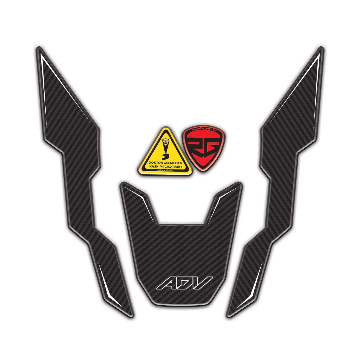 ADV350 Karbon Görünümlü Far üstü Kafa Grenaj Sticker Set KARBON 3D Kabartmalı Pad Sticker Etiket Redlinegrafik 
